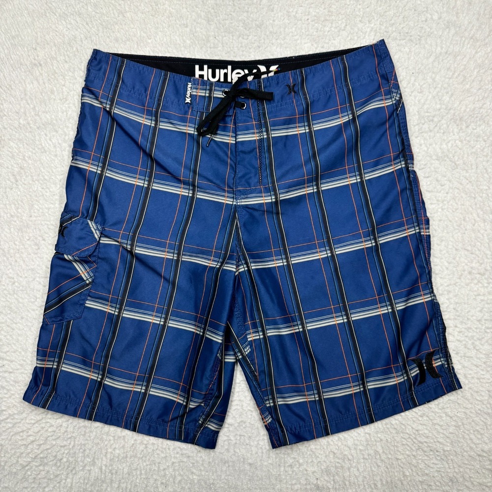 Hurley Board Shorts Swim Trunks Quick Dry Surf Beach Blue Men's Size 34